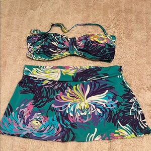 Women’s Garnet Hill Swimsuit Skirted Bikini Size 12 Medium